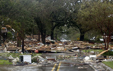 A road filled with debris