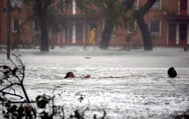 Residents swim to safety