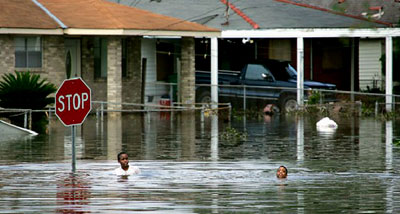 Two children swim to safety