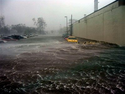 A badly flooded area of New Orleans