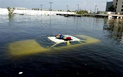 A submerged police car